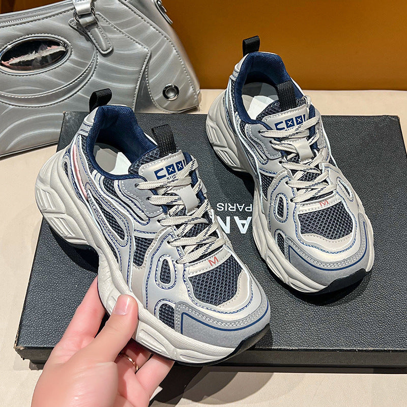 Thick Bottom Breathable Gray Mesh Board Shoes Female