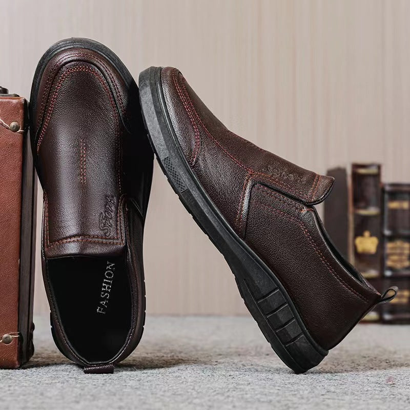 Men's Soft Leather Soft Bottom Non-slip Casual Leather Shoes
