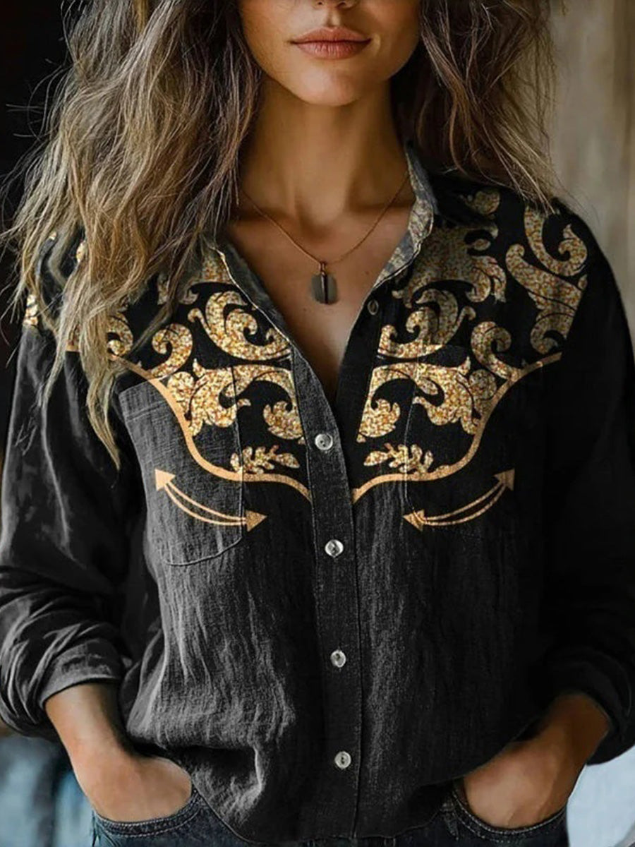 3D Digital Printing Women's Long-sleeved Blouse