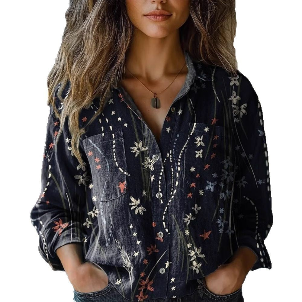 3D Digital Printing Women's Long-sleeved Blouse