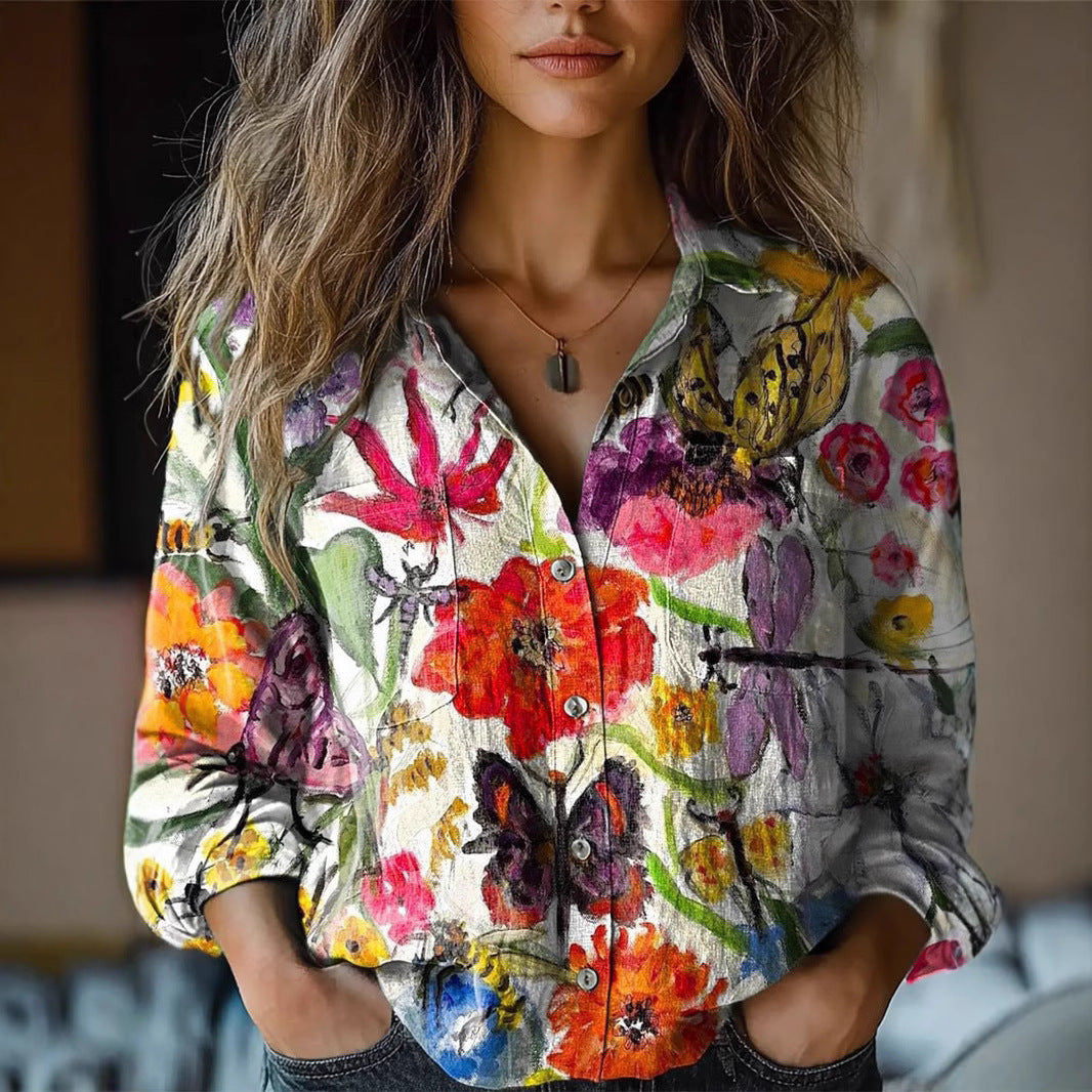 3D Digital Printing Women's Long-sleeved Blouse