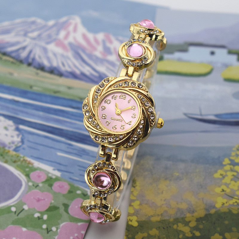 Chalcedony Women's Diamond Light Luxury Minority Bracelet Watch